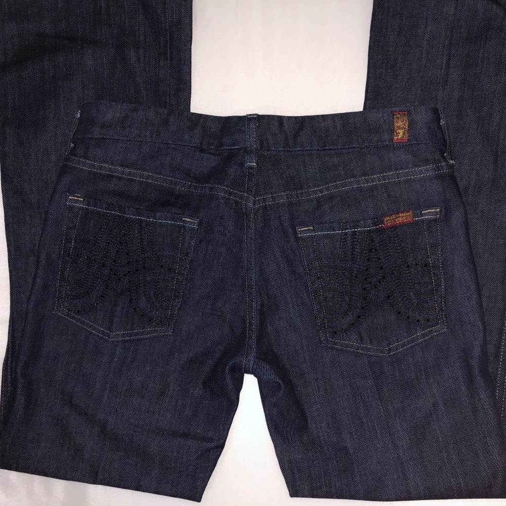 7 For All Mankind A Pocket Dark Rhinestones Jeans